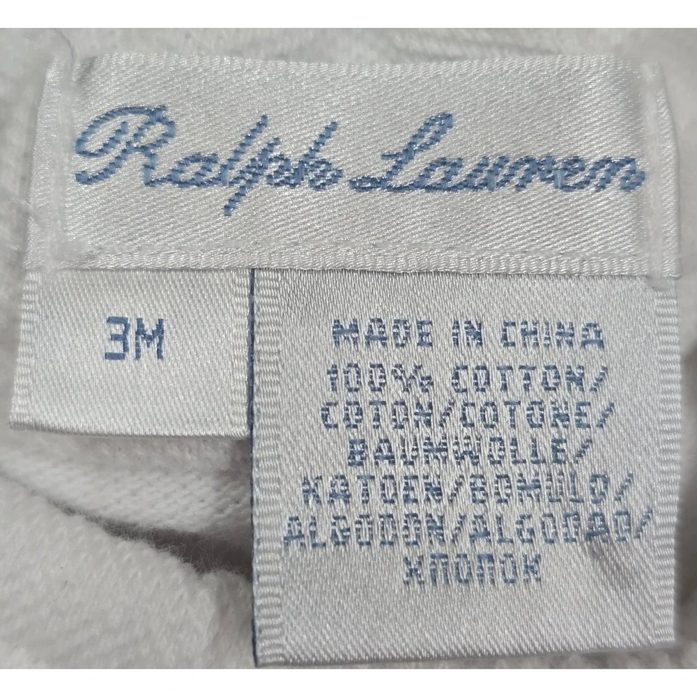 Ralph Lauren White Ruffle Diaper Cover Bloomers Baby Girl 3M Cotton Pique Knit